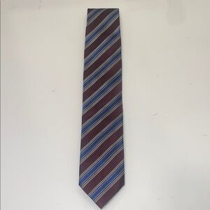 Canali Blue and Brown Silk Tie with Diagonal Stripes